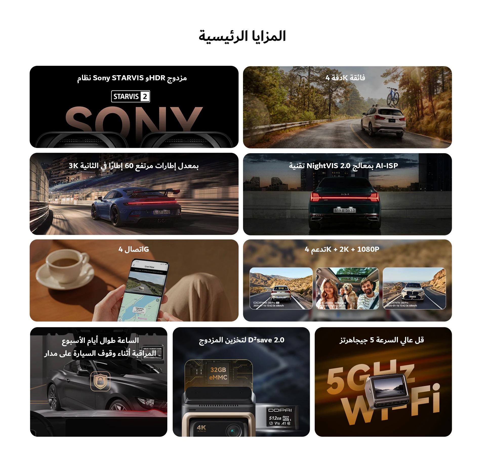 2025 جديد DDPAI 4K Dash Cam Z60 Pro 3CH 