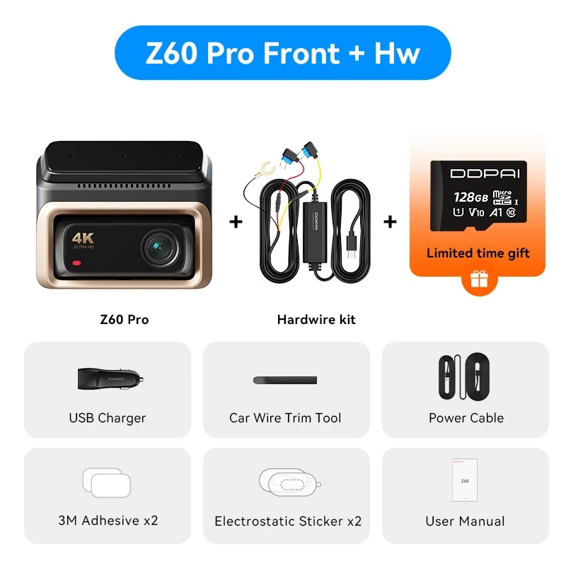 2025 جديد DDPAI 4K Dash Cam Z60 Pro 3CH 